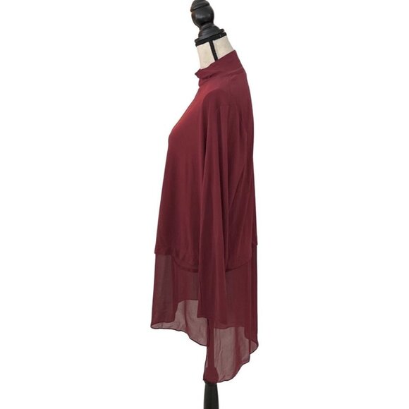 Eileen Fisher burgundy silk long sleeve blouse size M - Picture 2 of 4